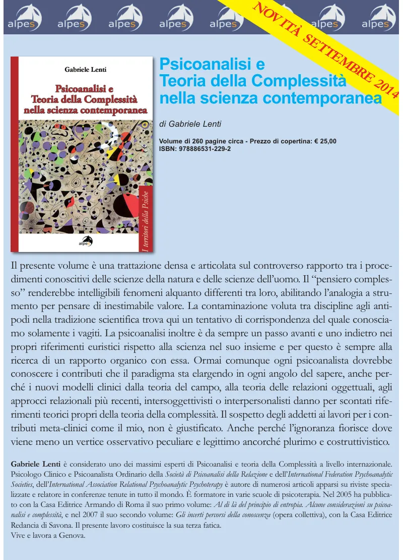 Locandina: Psicoanalisi e Teoria della Complessità nella scienza contemporanea